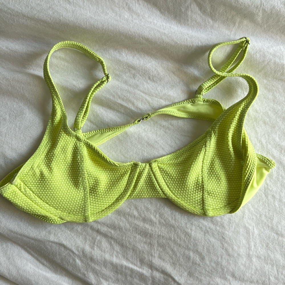 Frankie’s Bikinis neon green underwire top
